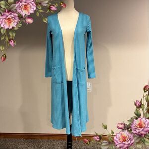 LuLaRoe Sarah open duster color blue size XS